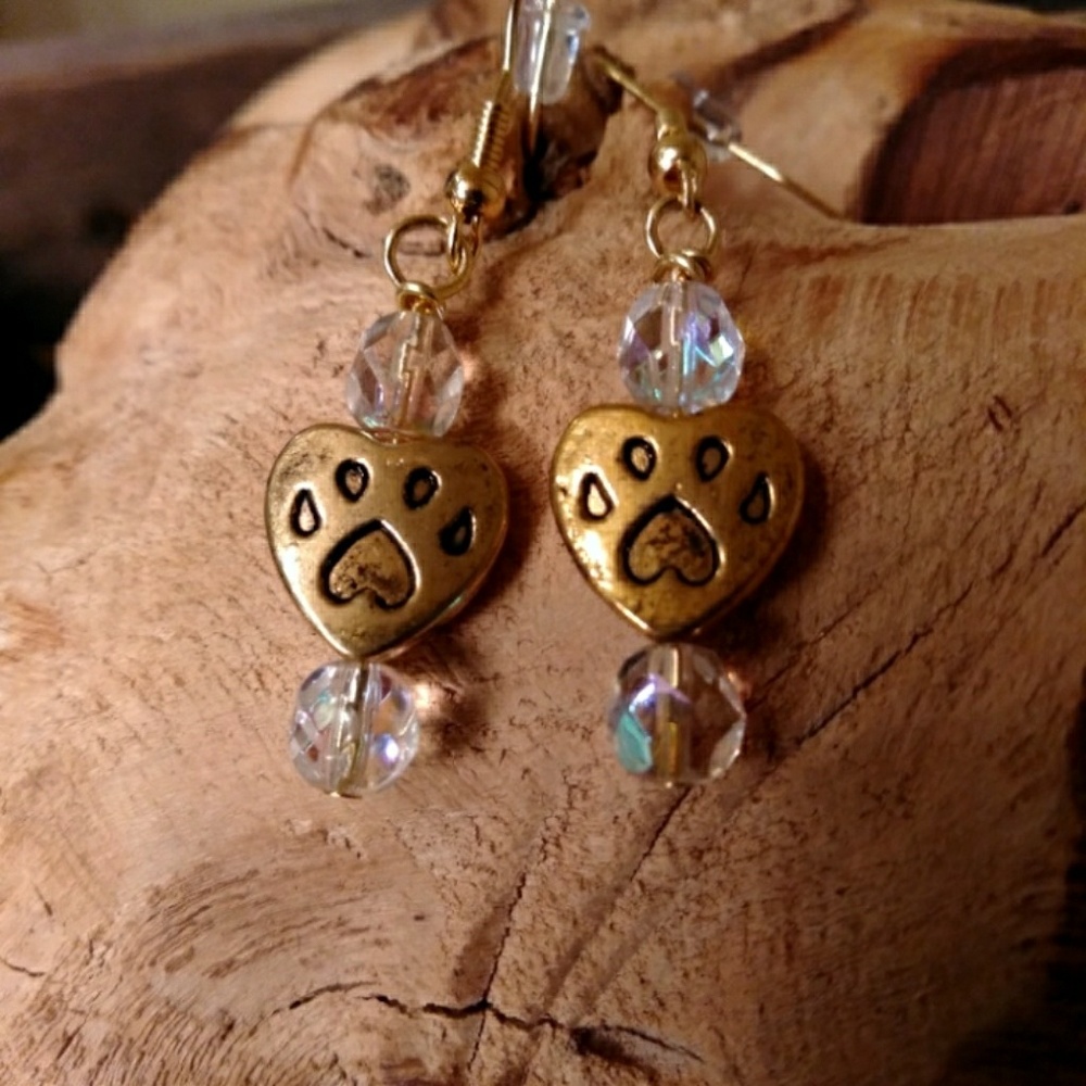 Gold pawprint earrings